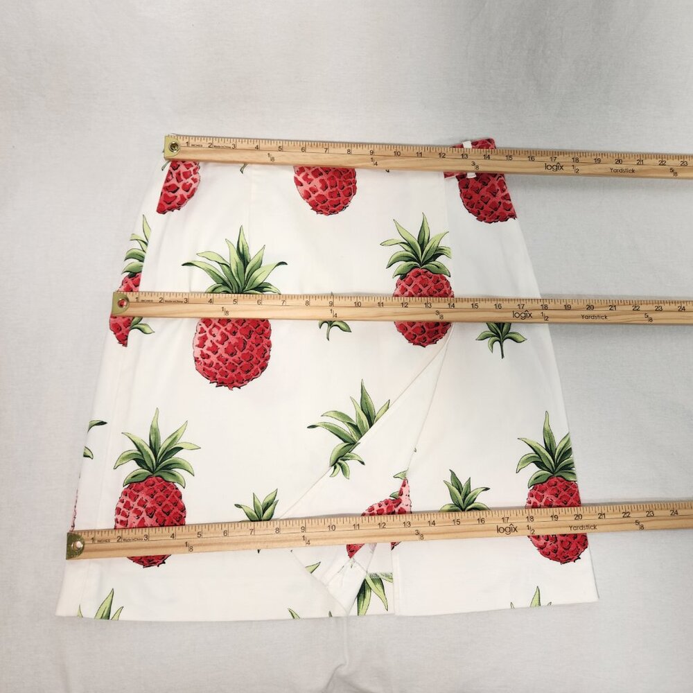 TALBOTS Stretch Preppy Ivory Tropical Pineapple Skirt Size Petites 8 LIKE NEW! - Picture 16 of 16